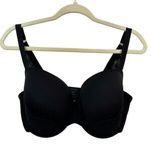Third Love Lace Detail T Shirt Bra Black Size 38F Gold Hardware Womens Padded